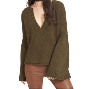Free People Lovely Lines Bell Sleeve Sweater XS Oversized